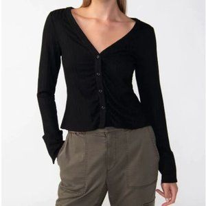 Sanctuary Wide Cuff Knit Blouse in Black, Size Small, NWOT